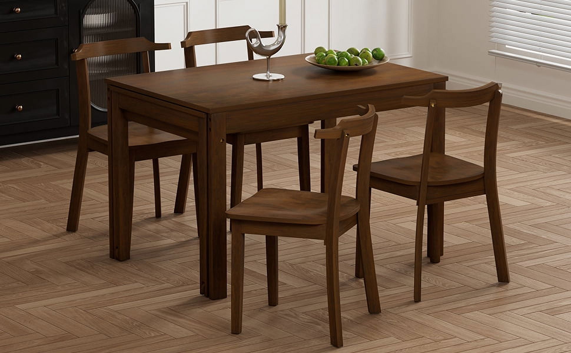 5 Piece Extendable Wood Dining Table Set, Modern Kitchen Table Set with ...