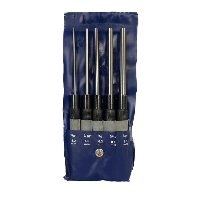 5 Piece ExtraLong Drive Pin Punch Set With Black Nitrate Finish, 8