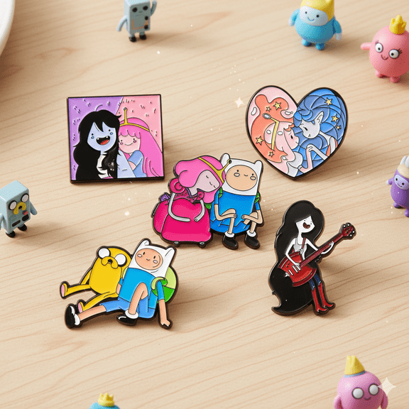 5-Piece Fantasy Adventure Enamel Pin Set - Cartoon Character Badges for Jackets, Bags & Collections