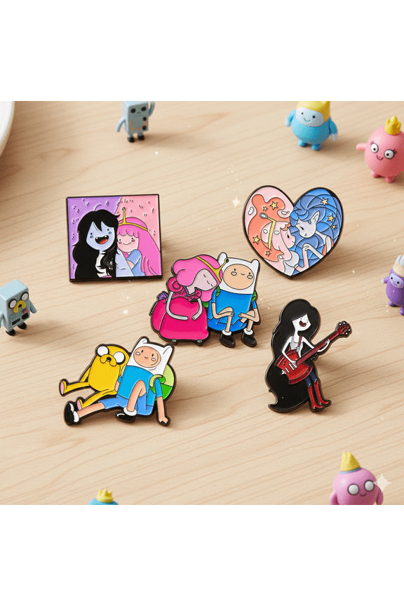5-Piece Fantasy Adventure Enamel Pin Set - Cartoon Character Badges for Jackets, Bags & Collections