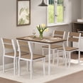 thumbnail image 1 of 5 Piece Farmhouse Dining Table Set for 4, Industrial Kitchen Table with Padded Chairs & Iron Frame, Space-Saving Dining Room Furniture Set for Small Spaces, Apartments, 1 of 8