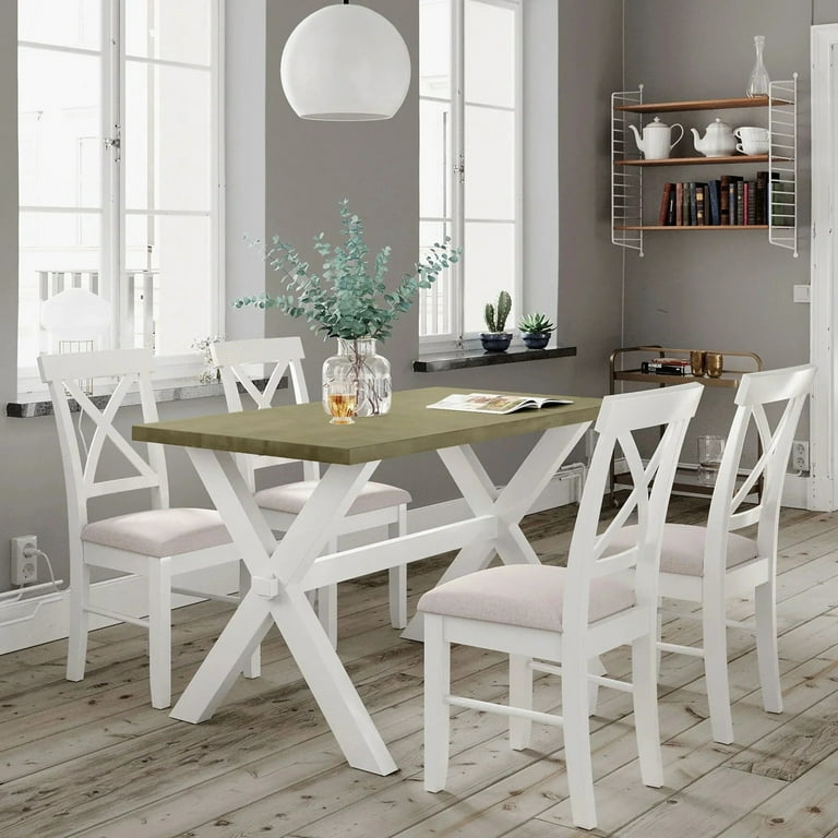 5 Piece Farmhouse Kitchen Dining Table Set Walmart
