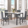 thumbnail image 1 of 5 Piece Faux Marble Top Dining Table Set for 4, Rectangular Table and 4 High-Back Velvet Padded Chairs, Small Space Dining Set, Home Kitchen Apartment Dining Room Bar Furniture, 1 of 8