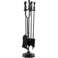 thumbnail image 1 of 5-Piece Fireplace Tools Set Black Handle Wrought Iron Large Fire Tool Set and Holder for Indoor/Outdoor Use, 1 of 6