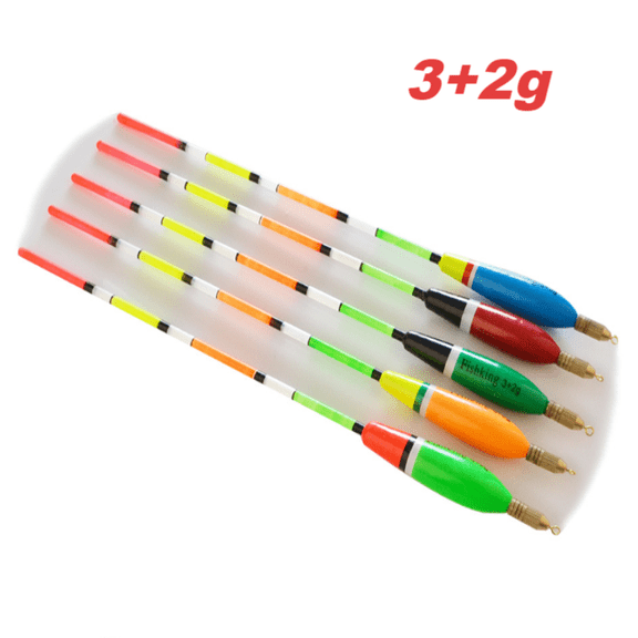 5 Piece Fishing Float Set Made with Balsa Wood Core and Copper Wire Support for Reliable 360 Swivel Functionality (3+2g)