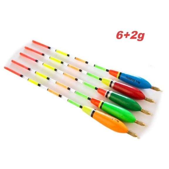 5 Piece Fishing Float Set Made with Balsa Wood Core and Copper Wire Support for Reliable 360 Swivel Functionality (6+2g)
