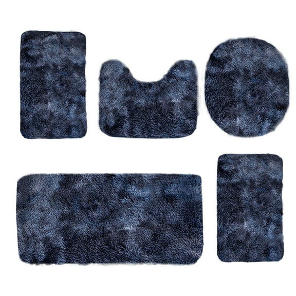 5-Piece Fluffy Bathroom Rug Set – Soft Water-Absorbent Non-Slip Bath Mats (Machine Washable, Mixed Colors)