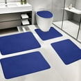 thumbnail image 1 of 5-Piece Foam Bath Mat Set | Ultra Soft & Absorbent Velvet Fleece | Non-Slip Rubber Backing | Machine Washable | Includes 16X24In, 16X20In & 15X17In Rugs | Dark Blue Modern Bathroom Decor, 1 of 8