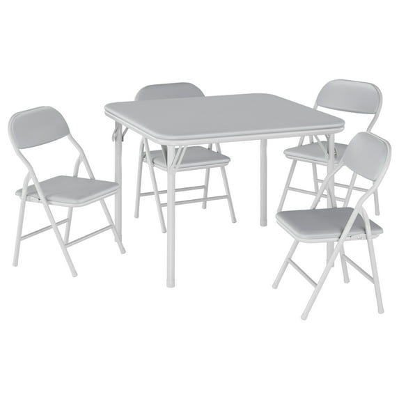 5-Piece Folding Card Table and Chairs Set, Portable Event Table and Chairs Set for Indoor and Outdoor Gatherings, Gray