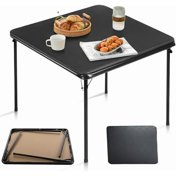 MY 5-Piece Folding Table and Chair Set \u2013 Portable Square Table with 4 Padded Chairs, Space-Saving Dining or Card Game Set for Home, Indoor and Outdoor, No Assembly Required, Black