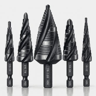 3-Piece Hex Shank HSS Step Drill Bit Set – Spiral Groove Metric, Titanium Coated For Wood & Soft Metal