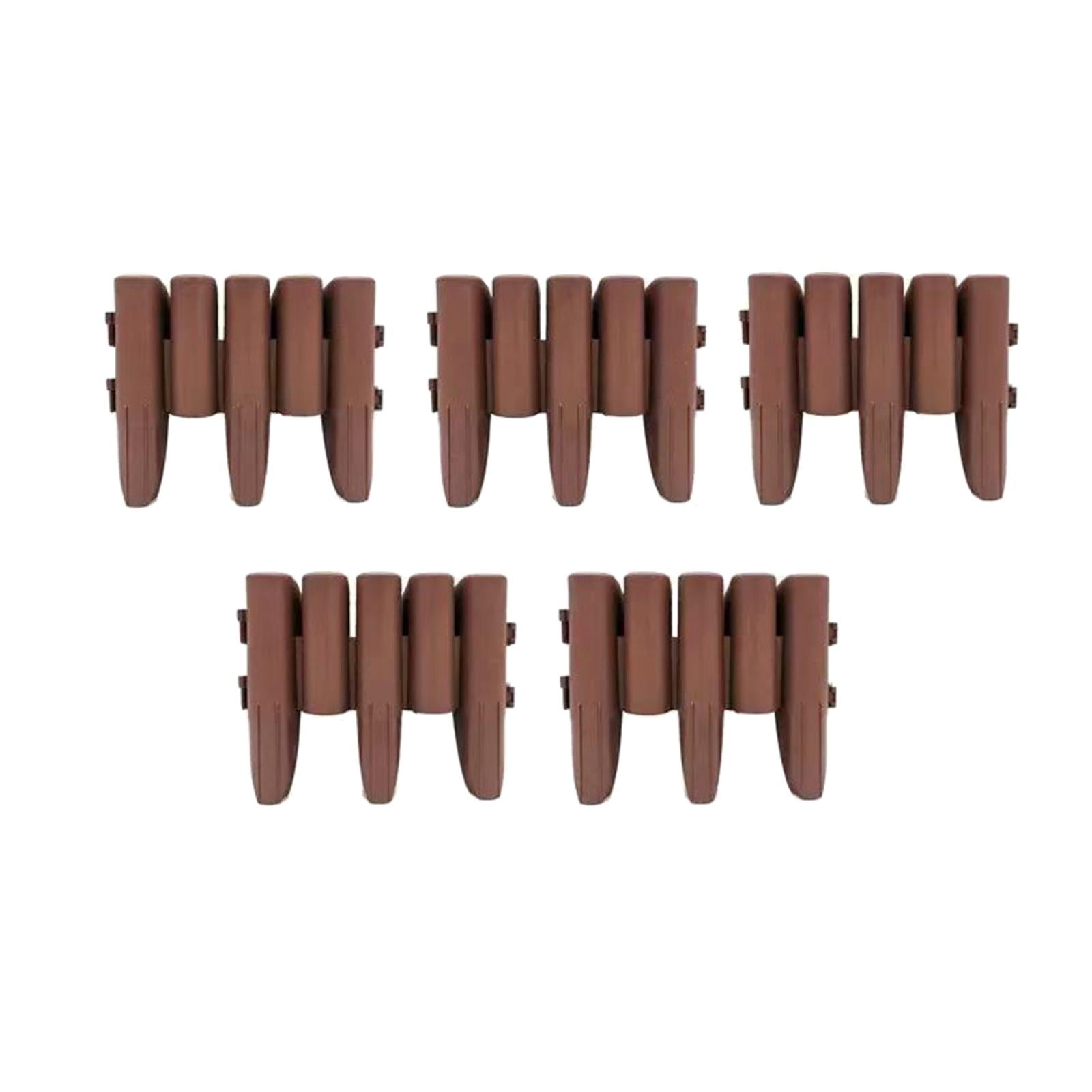 5 Piece Garden Fence Border, Reusable Edging Durable Decorative, Flower Edging for Yard Landscape Patio Outdoor Decor for Garden Path Walkway, Brown, 28cmx23cmx3.5cm