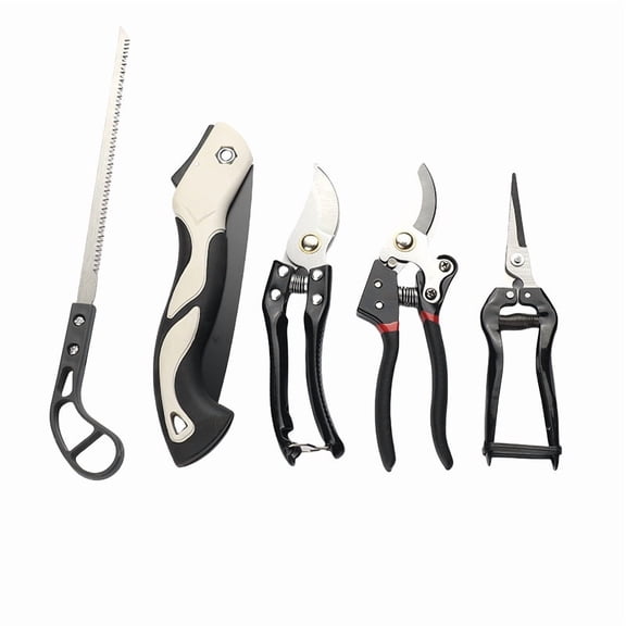 5-Piece Garden Pruning Shears Set, SK-5 Steel Sharp Pruner Kit with Folding Saw, Non-Slip Ergonomic Handle, Labor-Saving Trimming Tools for Branches Flowers Shrubs Yard Care