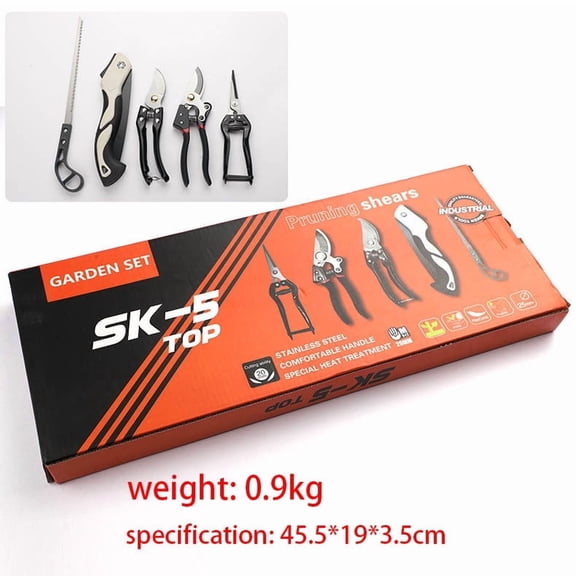 5-Piece Garden Tool Set with Folding Pruning Saw, Alloy Steel Pruning Shears, Hand Pruners for Tree, Shrub & Branch Trimming