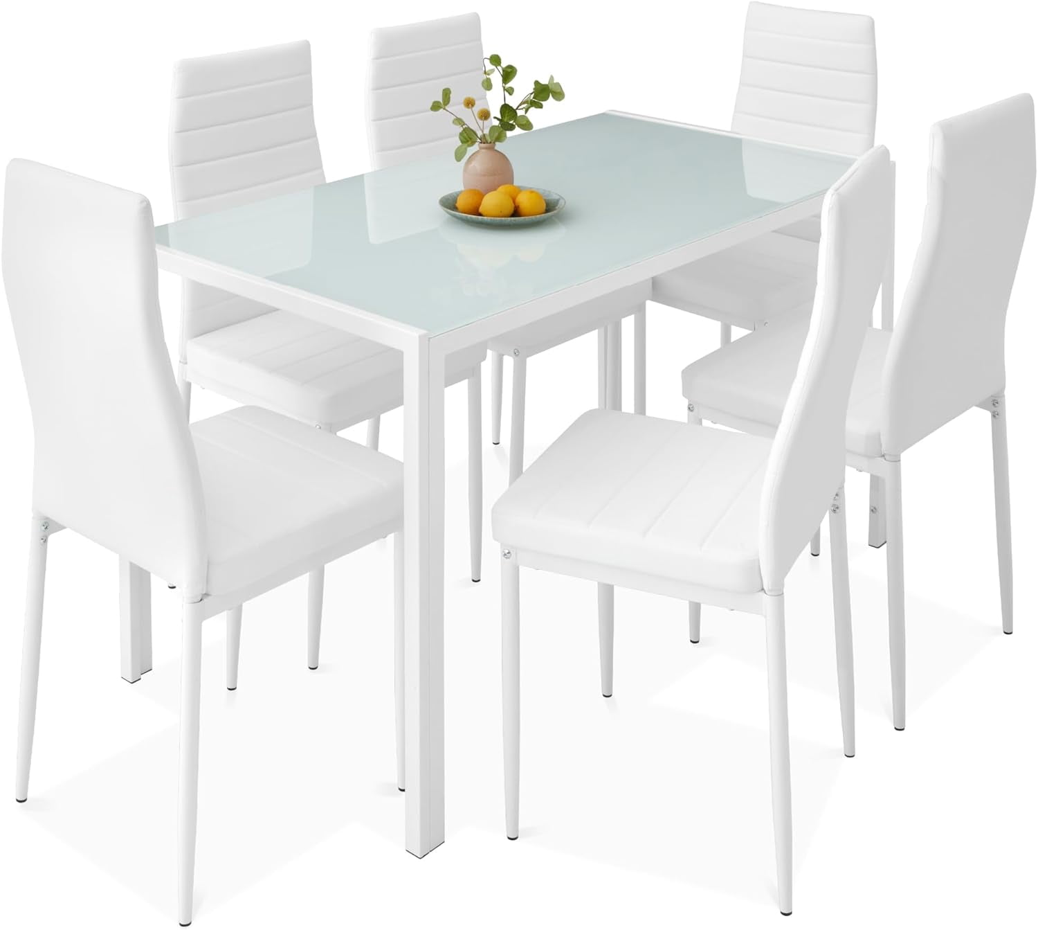 5-Piece Glass Dining Set for Dining Room Dinette Compact Space-Saving w ...
