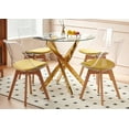 thumbnail image 1 of 5-Piece Glass Top Dining Set with Modern Mid-Century Metal Legs and Pedestal Base for 4-6 Guests + Matching Leisure Coffee Table – Durable Glass & Reinforced Metal Frame for Easy-Clean Entertaining, 1 of 6