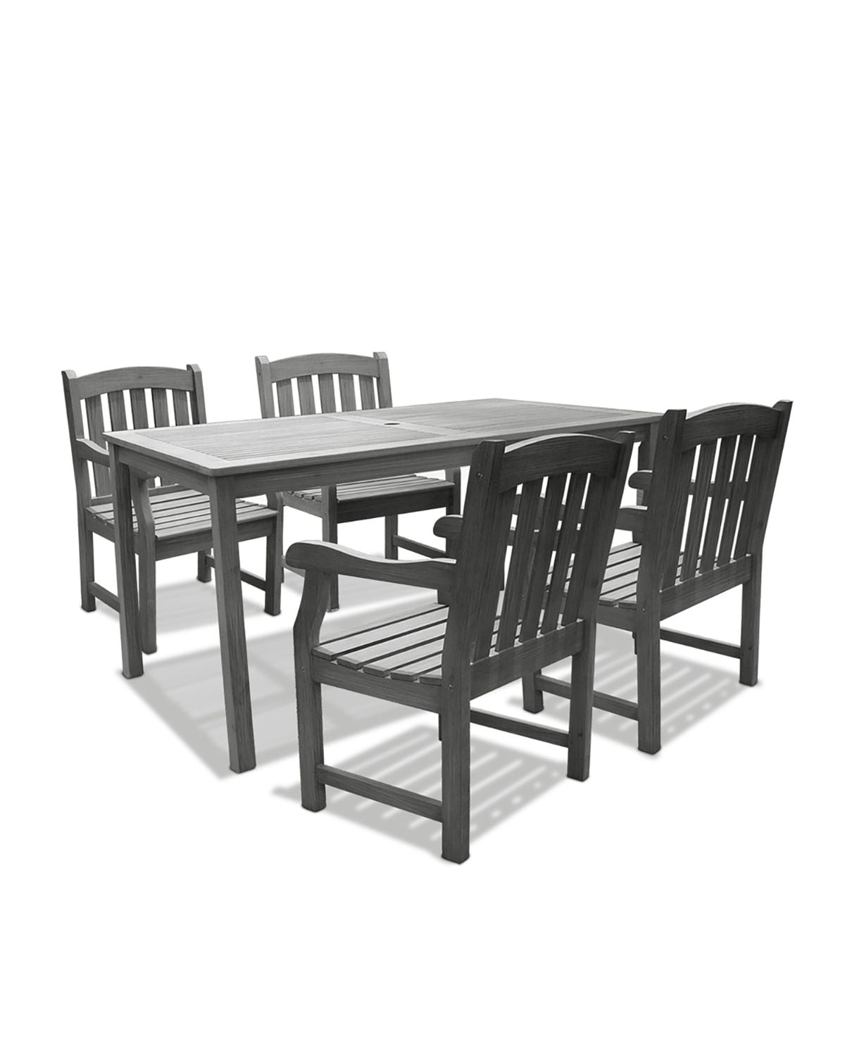 5Piece Gray Hand Scraped Wood Finish Table Outdoor Furniture Patio