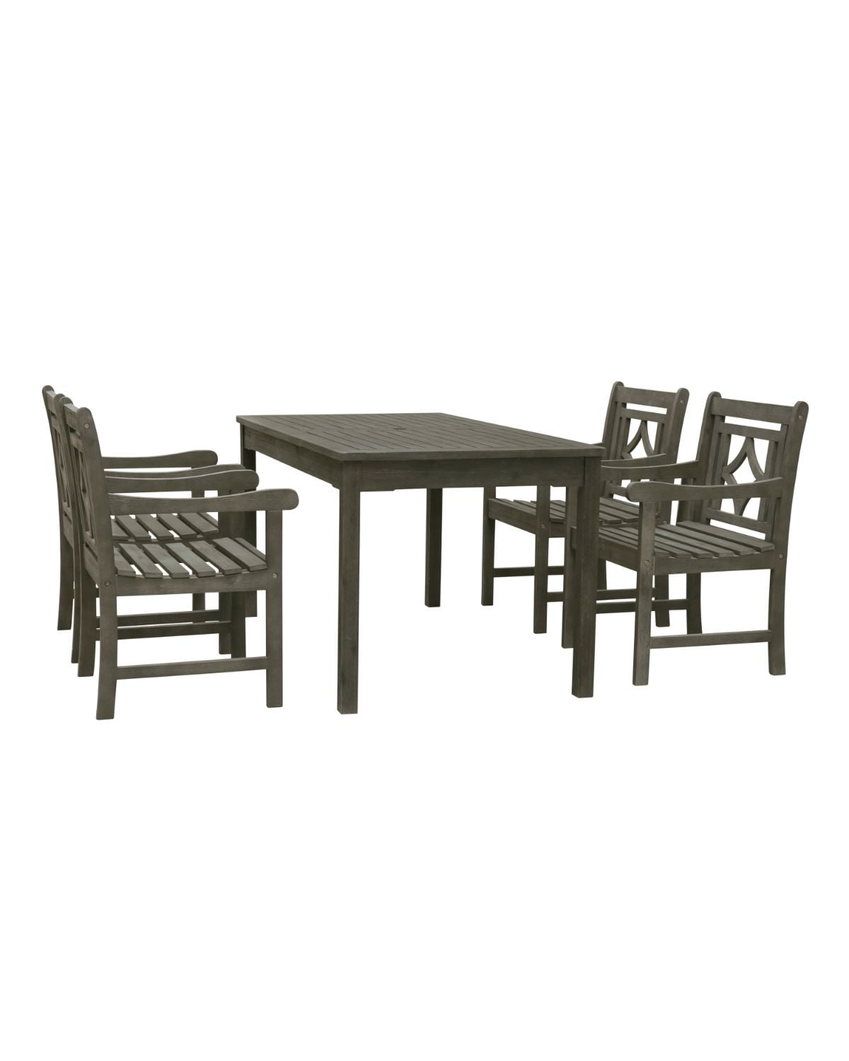 5Piece Gray Hand Scraped Wood Finish Table Outdoor Furniture Patio