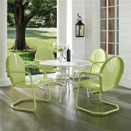 5 Piece Griffith Metal Outdoor Dining Set with Key Lime Chairs & White Table