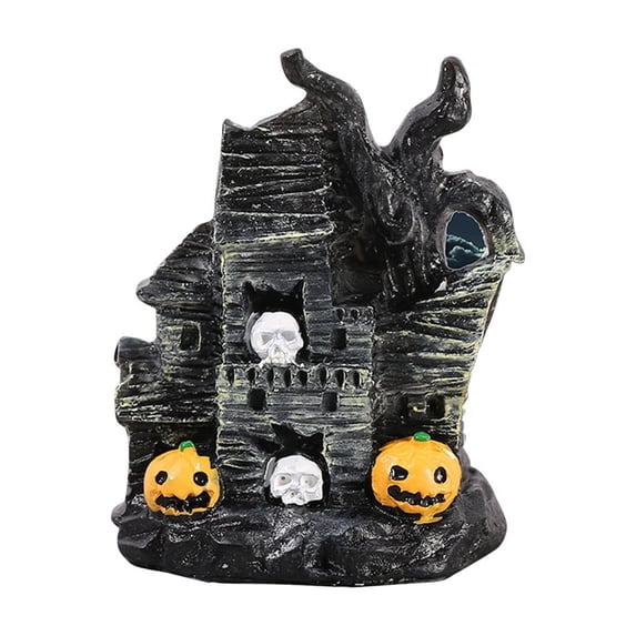 5-Piece Halloween Resin Figurine Set DIY Craft Supplies Mini Pumpkin Witch Cat Sculpture for Micro Landscape Snow Globe Desk Display Festive Holiday Ornaments
