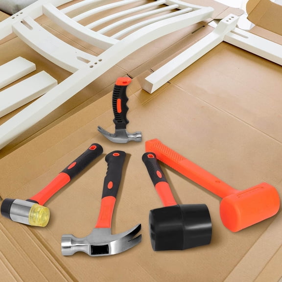 5-Piece Hammer Set, Dead Blow Hammer | Claw Hammer | Rubber Mallet | Double-Faced Soft Mallet | Small Hammer