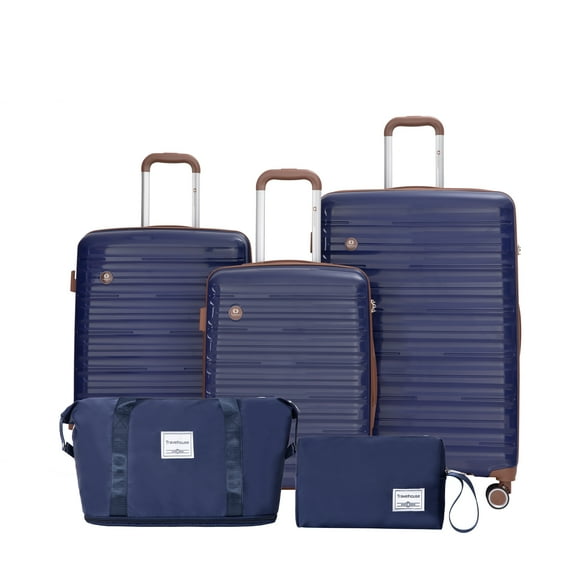5-Piece Hardshell Luggage Set (20"+24"+28") - Includes Travel Bag & Toiletry Kit - TSA Lock & Silent Wheels, Premium 5-Piece Travel Set, Expandable PP Suitcases (20-28in)