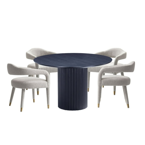 5-Piece Hathaway 47.24 Round Solid Wood Dining Table with 4 Aspen Dining Chairs