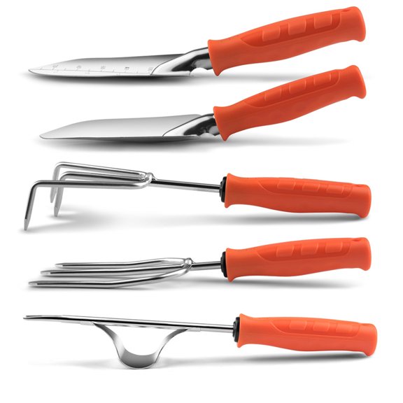 5-Piece Heavy Duty Garden Tool Set Ergonomic Non-Slip Handles, Durable Stainless Steel HeadsGardening Gift for Men & Women