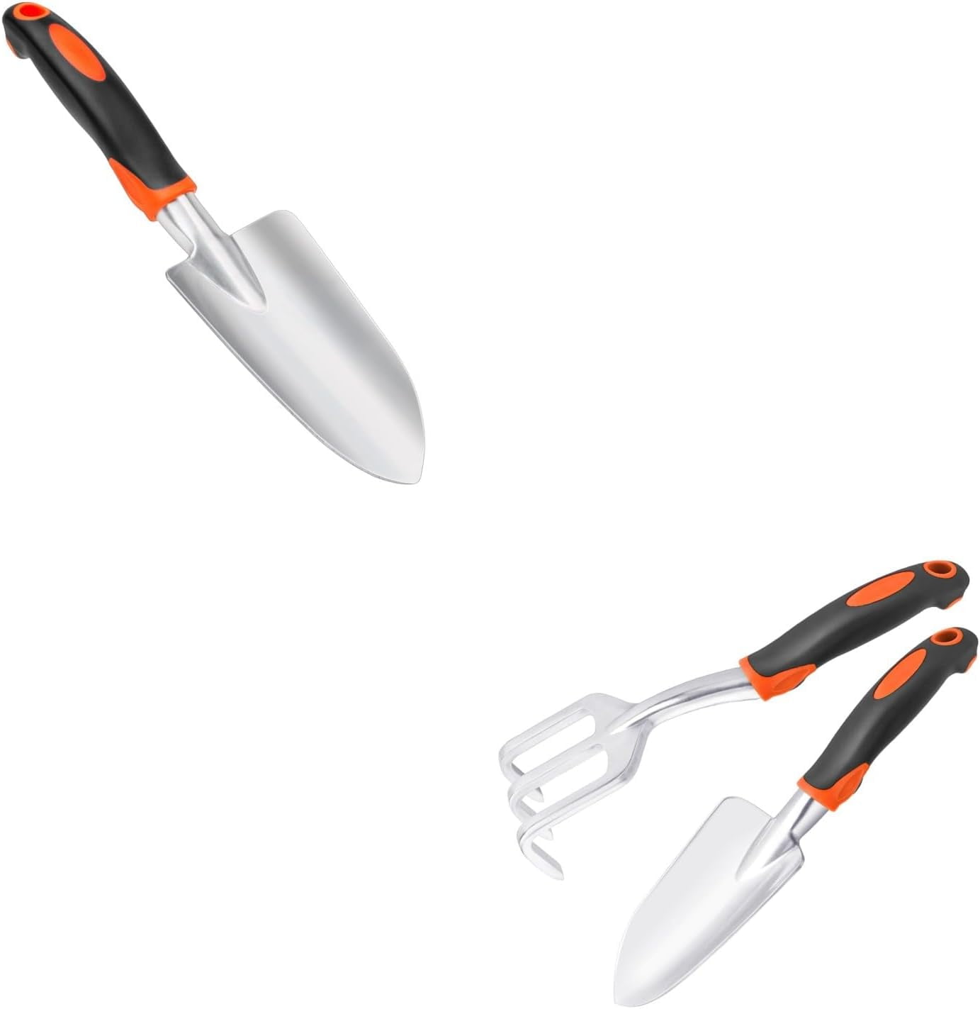 5 Piece Heavy Duty Garden Tool Set Orange Aluminum Alloy Shovel Trowel ...