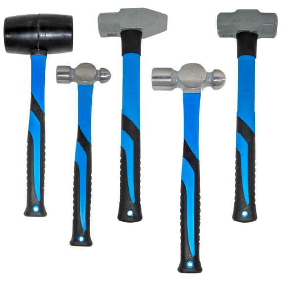 5 Piece Heavy Duty Hammer Set - Includes 32oz Rubber Mallet, 3lb Sledge Hammer, 3lb Cross Pein Hammer, 32oz and 16oz Ball Pein Hammers by EX ELECTRONIX EXPRESS