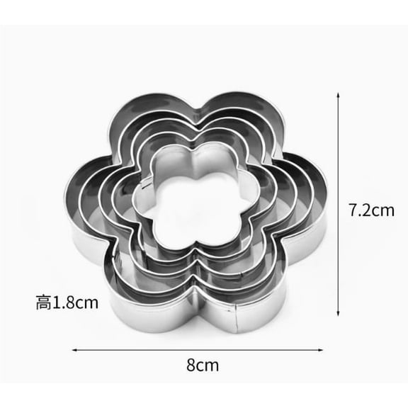 5 Piece Hexagonal Flower Cookie Cutters Set - Stainless Steel Baking Molds for Cookies, Biscuits, Fondant - Creative DIY Kitchen Tool for All Skill Levels
