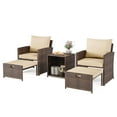 thumbnail image 1 of 5-Piece High Back Patio Conversation Set with 2 Ottomans and Table, All-Weather PE Rattan Lounge Chairs with Soft Cushions, Ideal for Balcony, Porch, Garden, Pool, Backyard, and Poolside Relaxation, 1 of 8