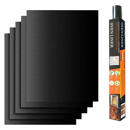 5-Piece High Temp Non-Stick BBQ Grill Mat Set | Glass Fiber Oven Baking Mats for Outdoor Grilling | Reusable Barbecue Accessories for Even Cooking & Easy Cleanup