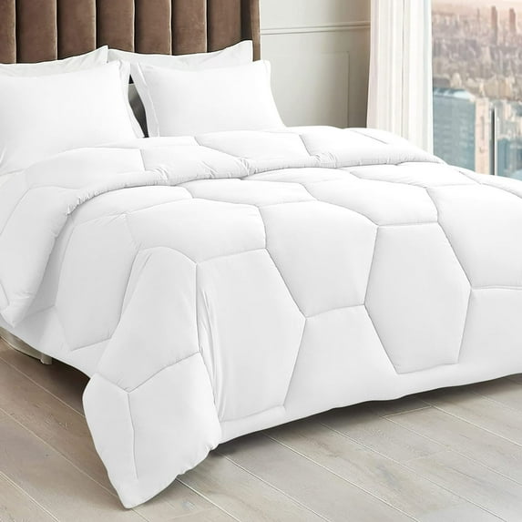 5 Piece Honeycomb Design Comforter Set, 800 TC, 100% Egyptian Cotton, Super King Size White Solid