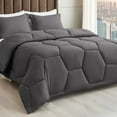 thumbnail image 1 of 5 Piece Honeycomb Design Comforter Set, 800 TC, 100% Egyptian Cotton, Twin/Twin XL Size Dark Grey Solid, 1 of 5