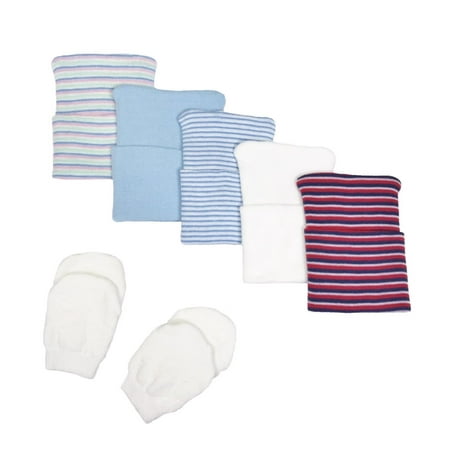 5 Piece Hospital Cap & Mitten Set for Newborn Baby (Boy) by Nurses Choice