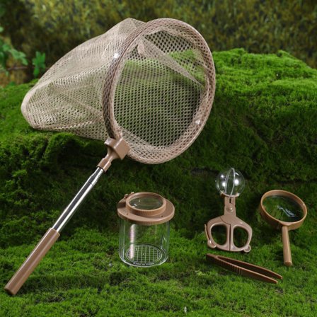 5-Piece Insect Observation & Butterfly Exploration Set, Includes Transparent Observation Jar, Butterfly Capture Net, Magnifying Glass, Tweezers & Feeding Collection Box, Outdoor