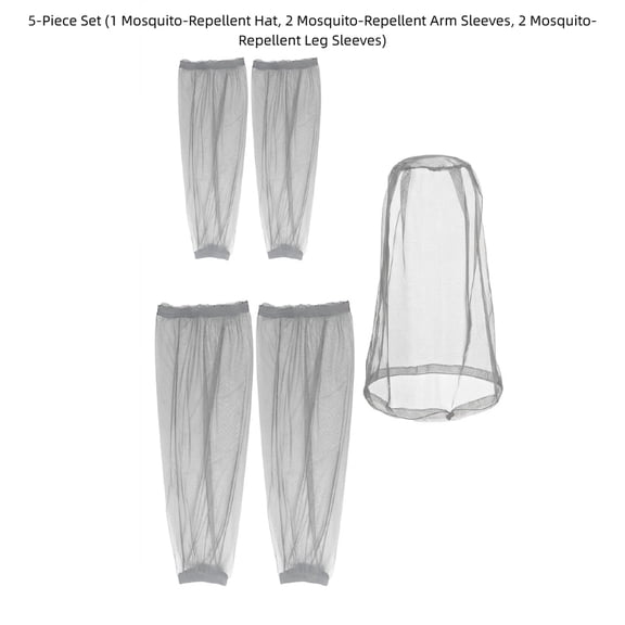 5 Piece Insect Protection Mesh Set, Mosquito Net Head Cover with Arm Sleeves and Leg Covers, Breathable Outdoor Bug Protection Gear