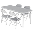 thumbnail image 1 of 5-Piece Kids Folding Table & Chairs Set – Toddler Activity Set with PU Leather Top, Foldable Design for Daycare, Classroom & Home (No Assembly Needed), 1 of 9