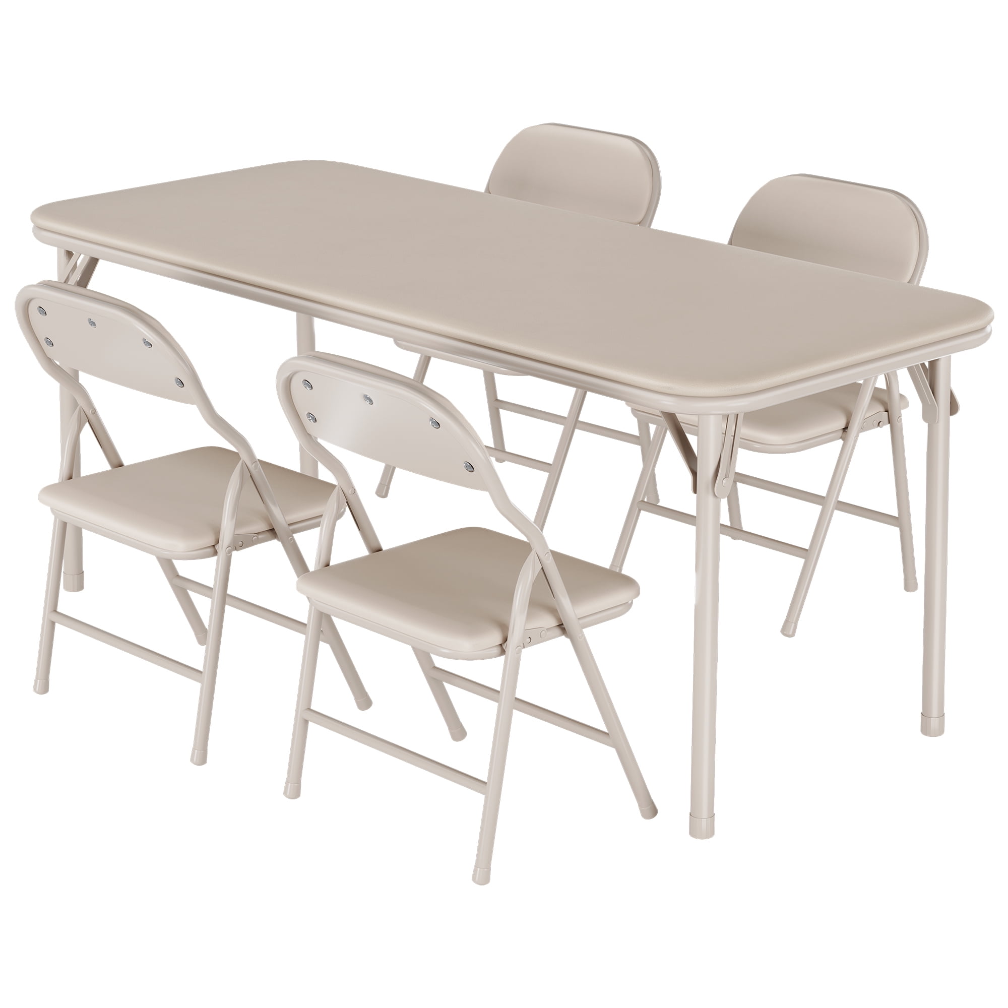 5-Piece Kids Folding Table & Chairs Set – Toddler Activity Set with PU Leather Top, Foldable Design for Daycare, Classroom & Home (No Assembly Needed)