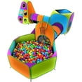 thumbnail image 1 of 5-Piece Kids Pop up Play Tent Crawl Tunnel and Ball Pit with Basketball Hoop Playhouse for Boys, Girls, Babies, and Toddlers (Purple, Orange, Yellow, Red, Blue), 1 of 18