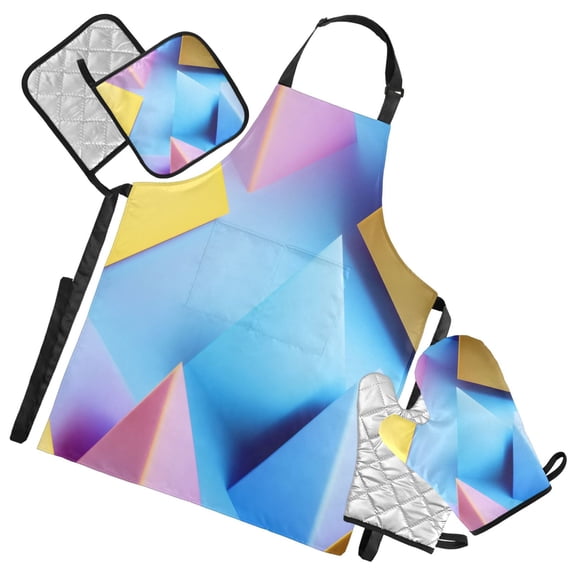 5-Piece Kitchen Apron Set with Heat-Resistant Gloves & Insulation Mats for Cooking, Baking, BBQ A Minimalistic 3d Rendering