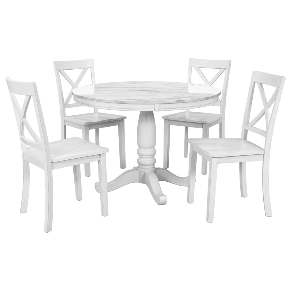 5 Piece Kitchen Dining Table and Chair Set, Dining Room Table Set with