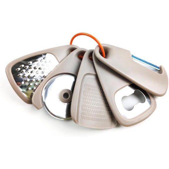 5-Piece Kitchen Gadget Set - Space-Saving Cooking Tools, Garlic & Ginger Grinder, Cheese Grater, Vegetable Peeler, Pizza Cutter, Bottle Opener - Multifunctional Gift Set