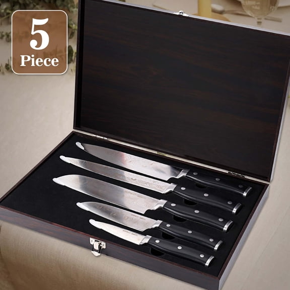 5-Piece Kitchen Knife Set with Luxury Gift Box, High Carbon Stainless Steel Chef Knife Set, Ultra Sharp & Rust-Resistant