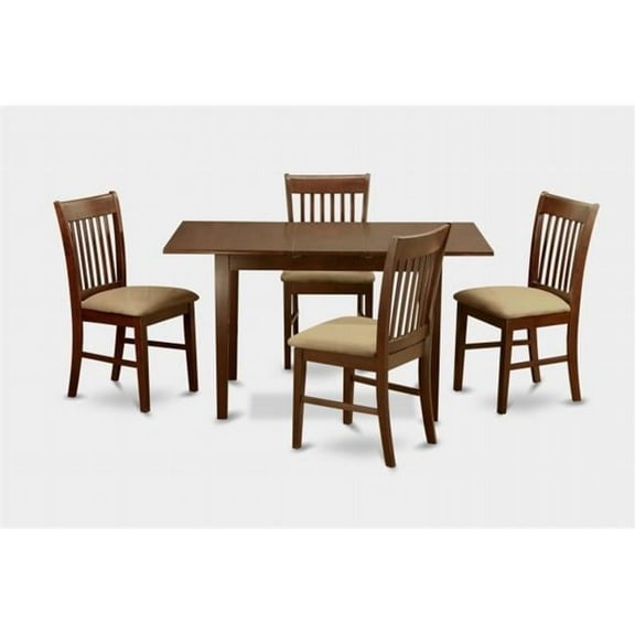 5 Piece Kitchen Nook Dining Set- Table With 12 In. Leaf and 4 Dining Chairs
