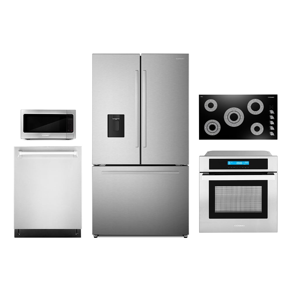 5 Piece Kitchen Package With 36" Electric Cooktop 24" Single Electric Wall Oven 17.3" Built-in Microwave French Door Refrigerator & 24" Built-in Fully Integrated Dishwasher