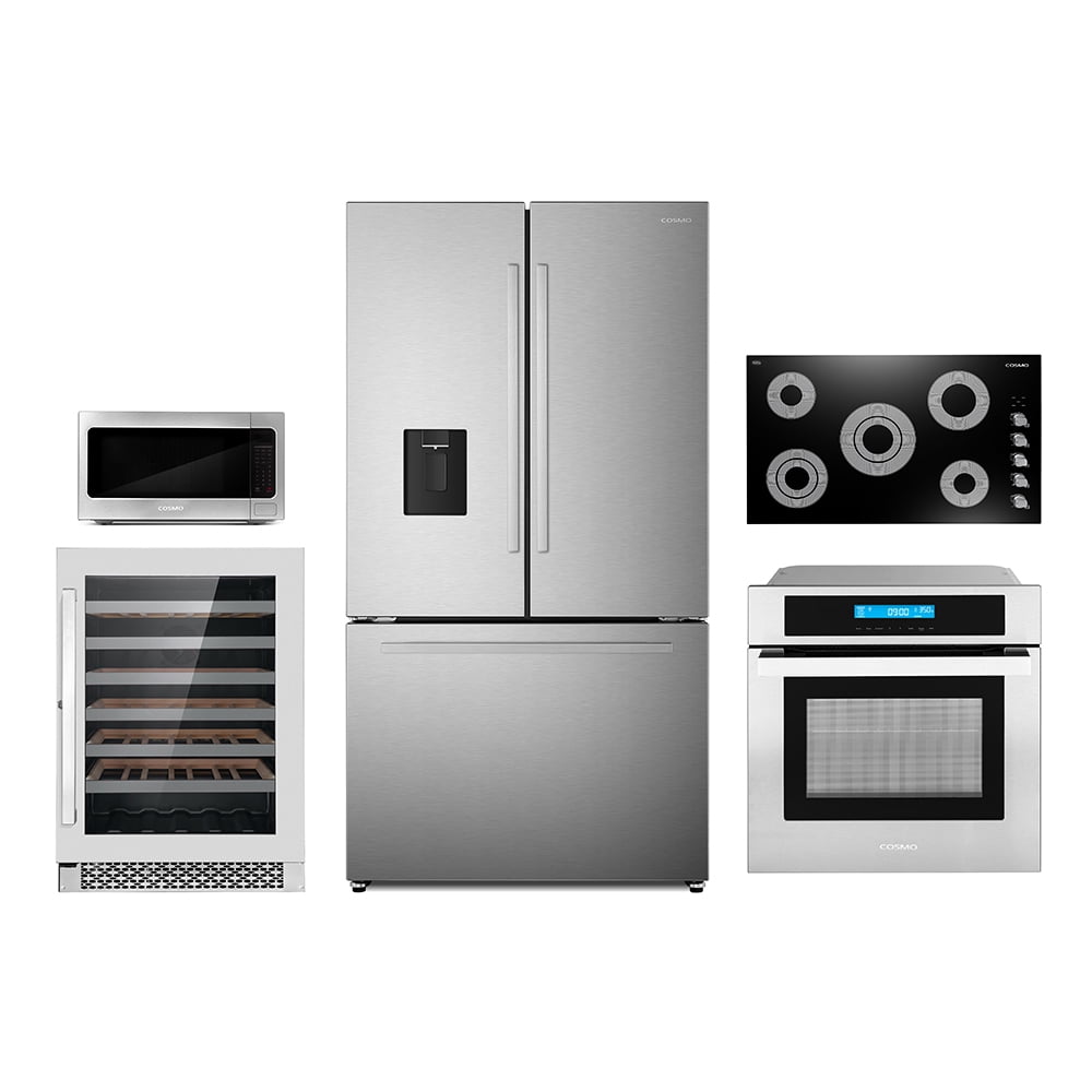 5 Piece Kitchen Package With 36" Electric Cooktop 24" Single Electric Wall Oven 24.4" Built-in Microwave French Door Refrigerator & 24" Built-in Fully Integrated Dishwasher