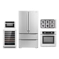 thumbnail image 1 of 5 Piece Kitchen Package With 36" Gas Cooktop 24" 48 Bottle Single Zone Freestanding Wine Refrigerator 24" Single Electric Wall Oven 24" Built-In Microwave Drawer & French Door Refrigerator, 1 of 3