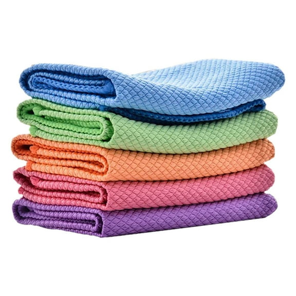 5-Piece Kitchen Scrubber Dishcloth Set, Multi Cleaning Cloth Set, Absorbent Cleaning Cloth Wipe Multi-Purpose Cloths for Kitchen, Household & Car Cleaning, Reusable Dish Cloths